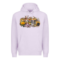 Lilac farm animals school bus Premium Hoodie - texasbilliewilder
