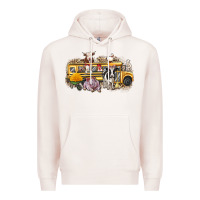 Pale Pink farm animals school bus Premium Hoodie - texasbilliewilder