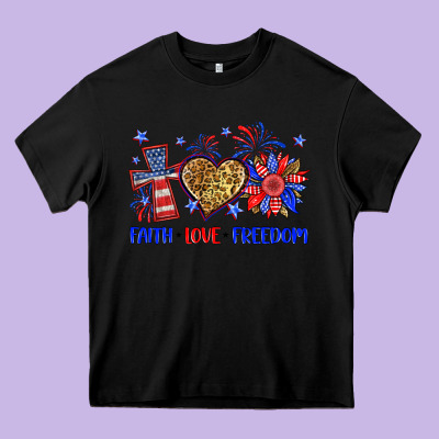 Faith Love Freedom Heavy Core Tee Designed By Neo Western