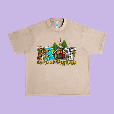 Pray More Worry Less With Church Urban Heavy Tee Designed By Adodesignshop