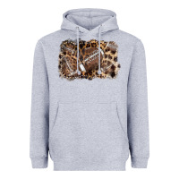 Heather Grey Football background leopard Heavyweight Hoodie - NancyCooperArtShop