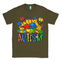 Army Green austism sunflower Classic Tee - MaliasSmallBusiness