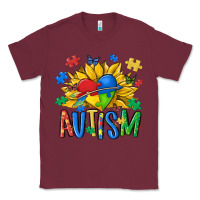 Burgundy austism sunflower Classic Tee - MaliasSmallBusiness