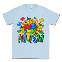 Dusty Blue austism sunflower Classic Tee - MaliasSmallBusiness
