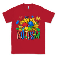Red austism sunflower Classic Tee - MaliasSmallBusiness