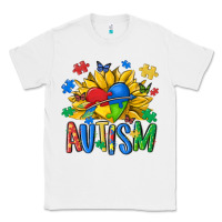 White austism sunflower Classic Tee - MaliasSmallBusiness