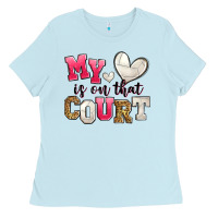 Baby Blue my heart is on that court volleyball Ladies Tee - Zillion Design Studio
