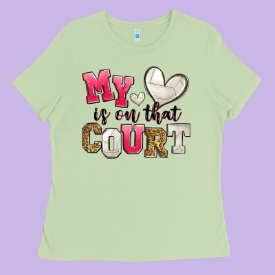 My Heart Is On That Court Volleyball Ladies Tee Designed By Zillion Design Studio