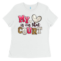 White my heart is on that court volleyball Ladies Tee - Zillion Design Studio