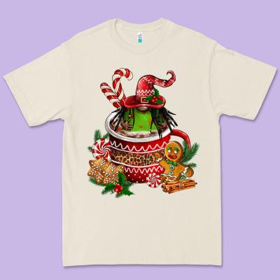 Christmas Coffee Afro Gnome Premium Tee Designed By Fadigitalartstudio