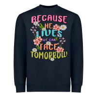 Navy because he lives face tomorrow Heavyweight Sweatshirt - MaliasSmallBusiness