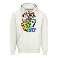 Oatmeal Heather 100 days of cray cray Zipper Hoodie - LillyAllenDesigns