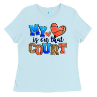 Baby Blue my heart is on that court basketball Ladies Tee - Zillion Design Studio