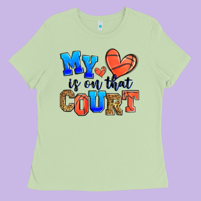 My Heart Is On That Court Basketball Ladies Tee Designed By Zillion Design Studio