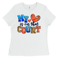 White my heart is on that court basketball Ladies Tee - Zillion Design Studio