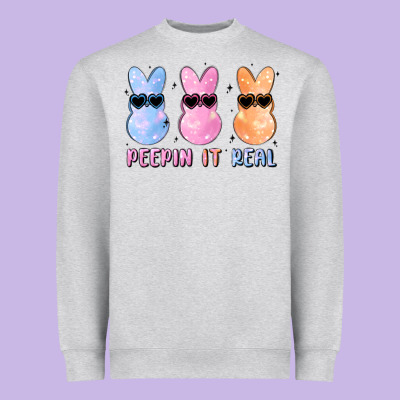 Peepin It Real Easter Glitter Heavyweight Sweatshirt Designed By Maliassmallbusiness