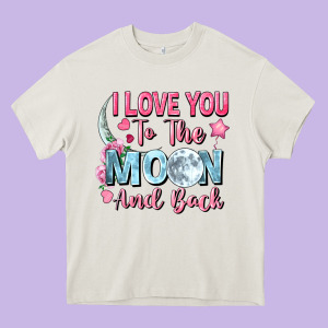 I Love You To The Moon And Back Heavy Core Tee Designed By Fadigitalartstudio