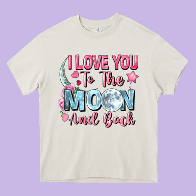 I Love You To The Moon And Back Heavy Core Tee Designed By Fadigitalartstudio