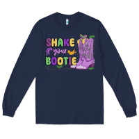 Navy shake your bootie mardi gras Long Sleeve Tee - MaliasSmallBusiness