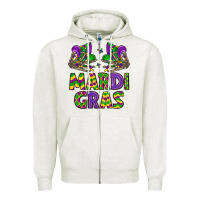 Oatmeal Heather mardi gras Zipper Hoodie - LillyAllenDesigns