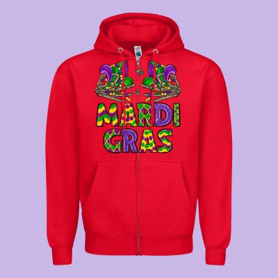 Mardi Gras Zipper Hoodie Designed By Lillyallendesigns