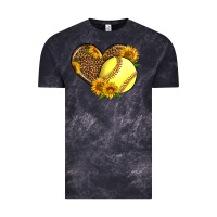Cloud Black Softball Heart With Sunflowers Vintage Tee - LillyAllenDesigns