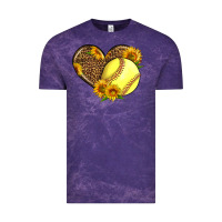 Cloud Purple Softball Heart With Sunflowers Vintage Tee - LillyAllenDesigns