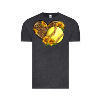 Vintage Black Softball Heart With Sunflowers Vintage Tee - LillyAllenDesigns