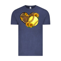 Vintage Denim Softball Heart With Sunflowers Vintage Tee - LillyAllenDesigns