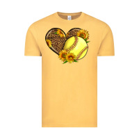 Vintage Mustard Softball Heart With Sunflowers Vintage Tee - LillyAllenDesigns