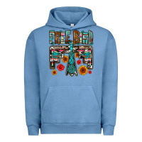 Pigment Pebble Blue western free bird Urban Hoodie - OliviaCreatesArt