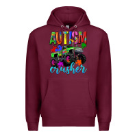 Burgundy Autism Awareness crusher Premium Hoodie - NancyCooperArtShop