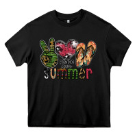 Black peace love summer Heavy Core Tee - SublimationCraftShop