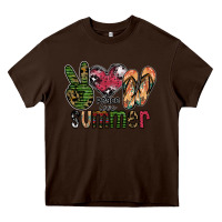 Chocolate Brown peace love summer Heavy Core Tee - SublimationCraftShop