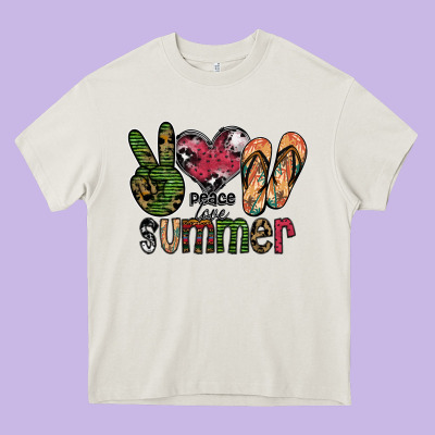 Peace Love Summer Heavy Core Tee Designed By Sublimationcraftshop