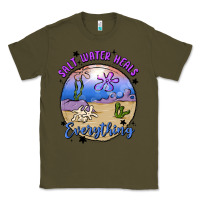 Army Green salt water heals everything Classic Tee - MaliasSmallBusiness
