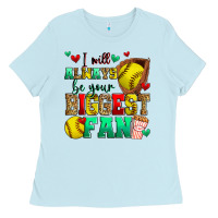 Baby Blue i will always be your biggest fan softball Ladies Tee - Zillion Design Studio