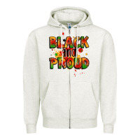 Oatmeal Heather black and proud Zipper Hoodie - LillyAllenDesigns