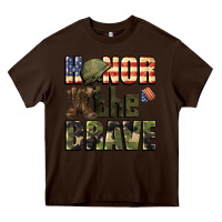 Chocolate Brown Honor the brave 4th of july Heavy Core Tee - CowGirlArtShop