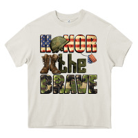 Cream Honor the brave 4th of july Heavy Core Tee - CowGirlArtShop