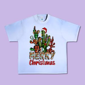 Merry Christmas Cactus Western Urban Heavy Tee Designed By Barkaloodesign