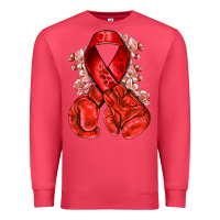 Cardinal Red ribbon with boxing gloves Premium Sweatshirt - NancyCooperArtShop