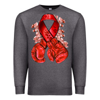 Charcoal Heather Red ribbon with boxing gloves Premium Sweatshirt - NancyCooperArtShop