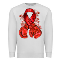 Dove Grey Red ribbon with boxing gloves Premium Sweatshirt - NancyCooperArtShop
