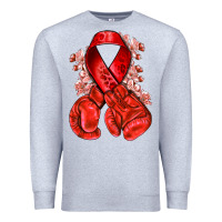 Heather Grey Red ribbon with boxing gloves Premium Sweatshirt - NancyCooperArtShop