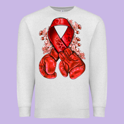 Red Ribbon With Boxing Gloves Premium Sweatshirt Designed By Nancycooperartshop