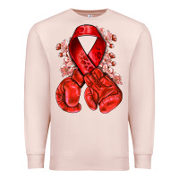 Pale Pink Red ribbon with boxing gloves Premium Sweatshirt - NancyCooperArtShop
