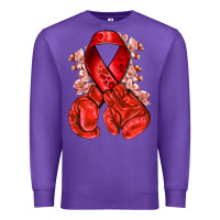 Purple Red ribbon with boxing gloves Premium Sweatshirt - NancyCooperArtShop