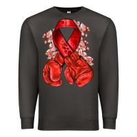 Smoke Red ribbon with boxing gloves Premium Sweatshirt - NancyCooperArtShop