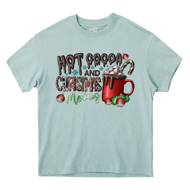 Hot Cocoa And Christmas Movies Heavy Core Tee by CowhideDigitalArt | Teevron